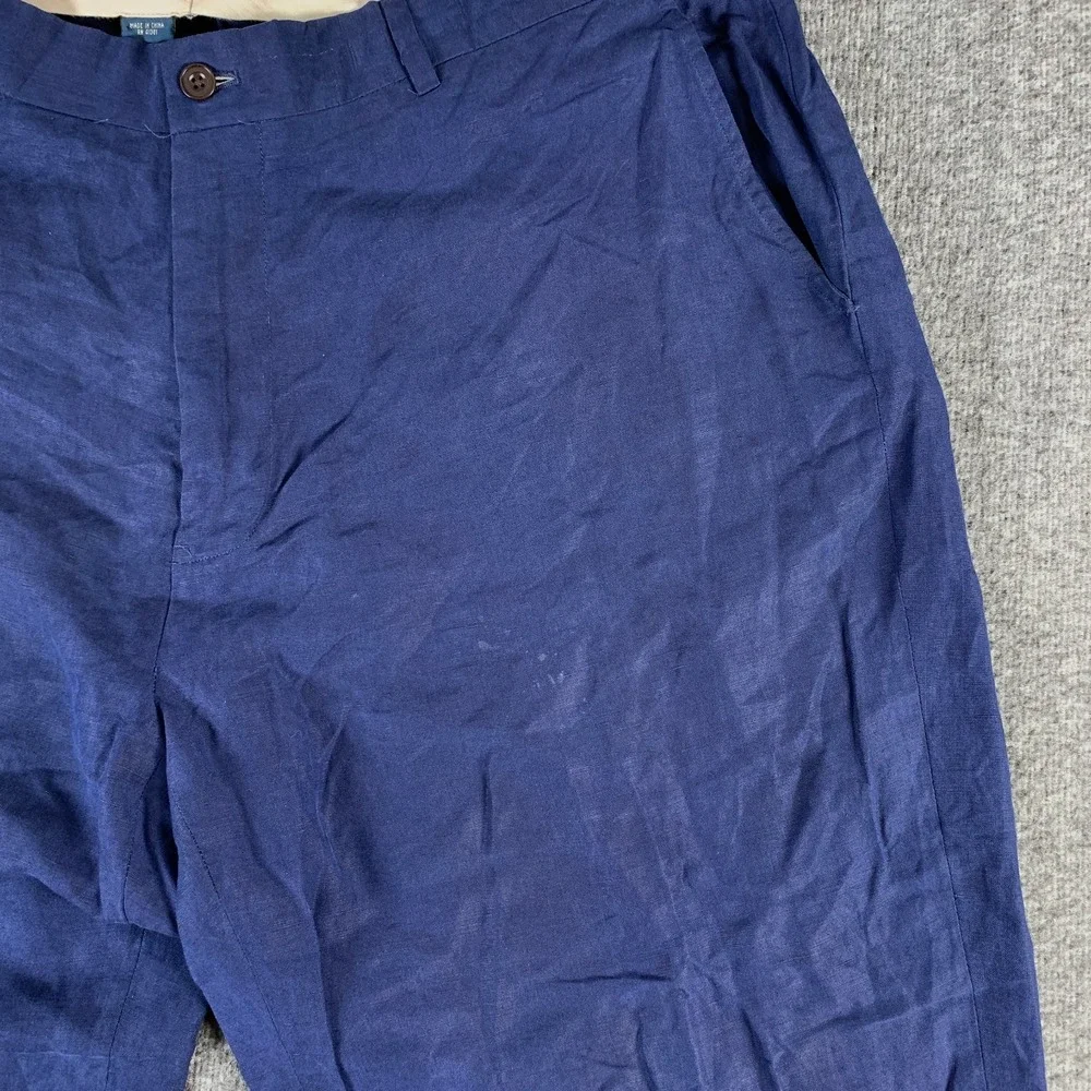 Vintage Polo Ralph Lauren Linen Pants Men 38x32 Blue Silk Trousers Old Money